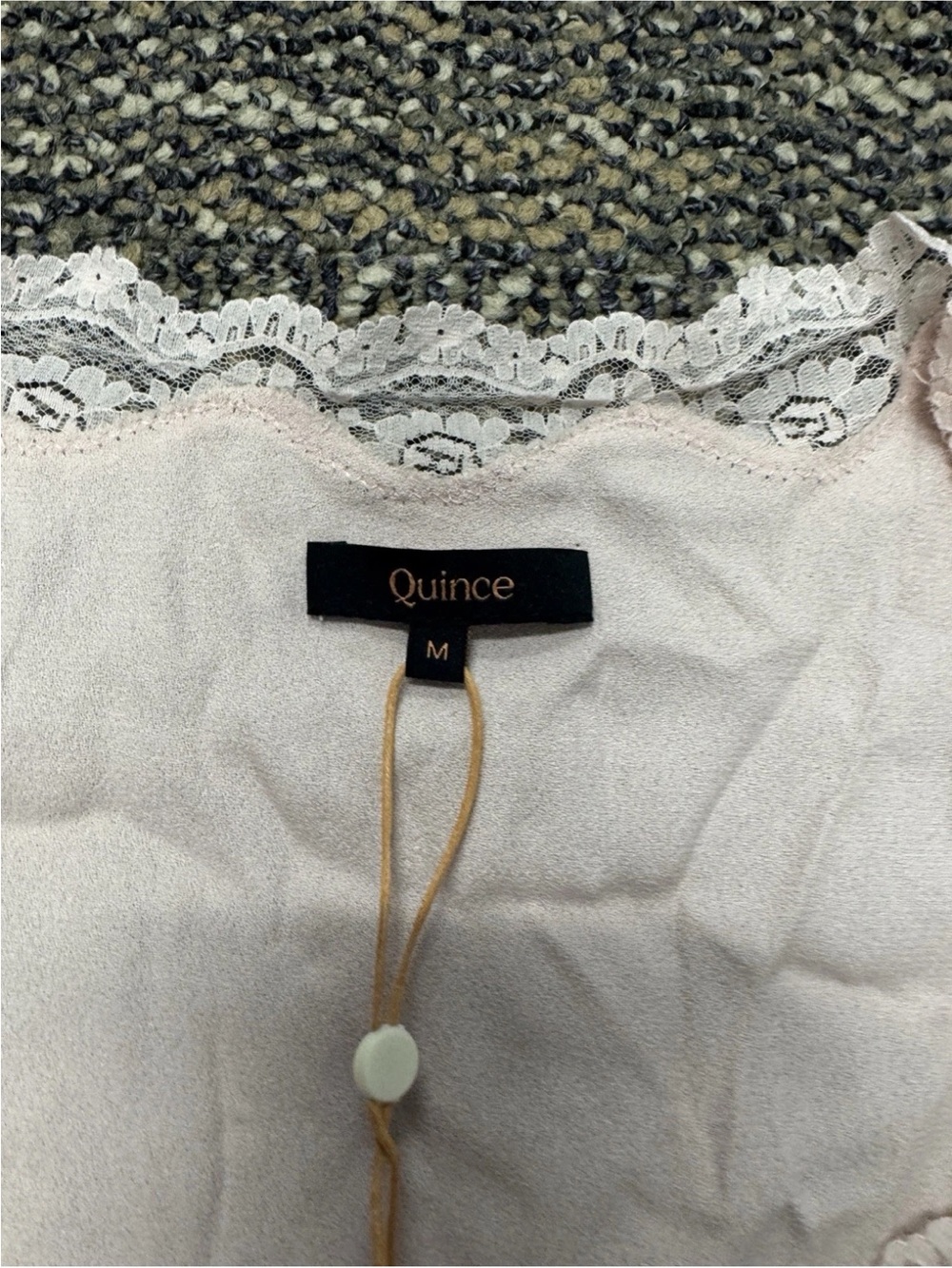 Quince NWT Coquette Shell Pink Lace Trim Peplum Blouse Medium - Picture 3 of 5